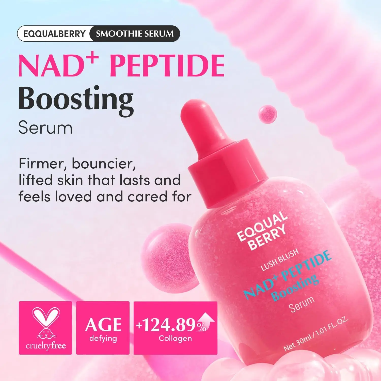 EQUAL‑BERRY Korean Original 30ml NAD+‑Peptide Boosting Ampoule Serum Fade Fine Lines Antioxidant Aging Repair Improve Dullness