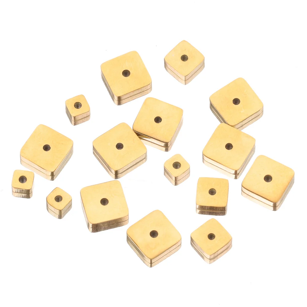 

10pcs 4 6 8mm Stainless Steel Plated 18K Gold Square Round Loose Beads for Charm Jewelry Making DIY Bracelet Necklace Supplies