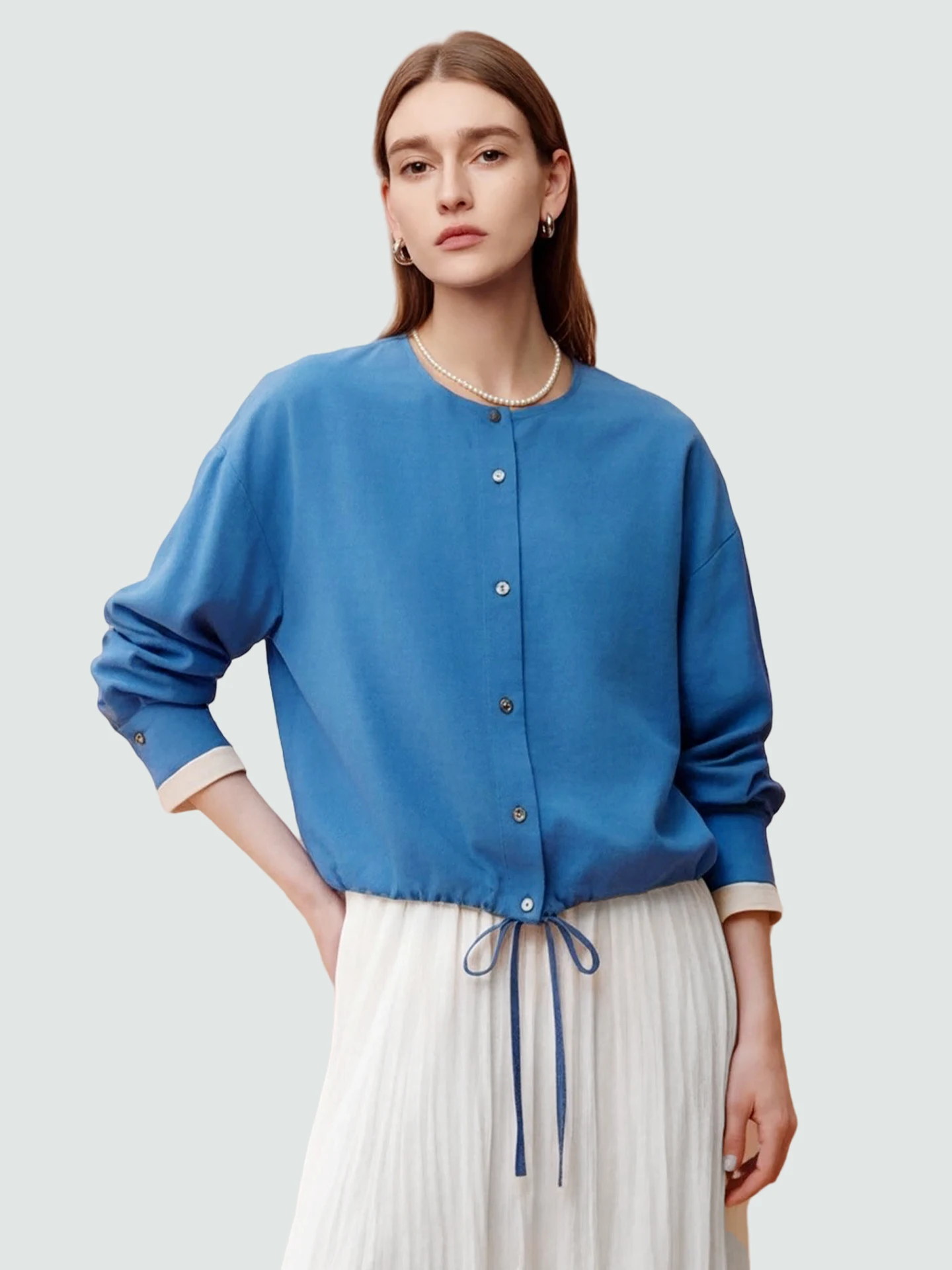 

Рубашка SueM из ацетата с длинным рукавом, комплект из двух предметов, многослойная, с цветовыми блоками, для повседневной носки, легкая, прозрачная, весенняя мода