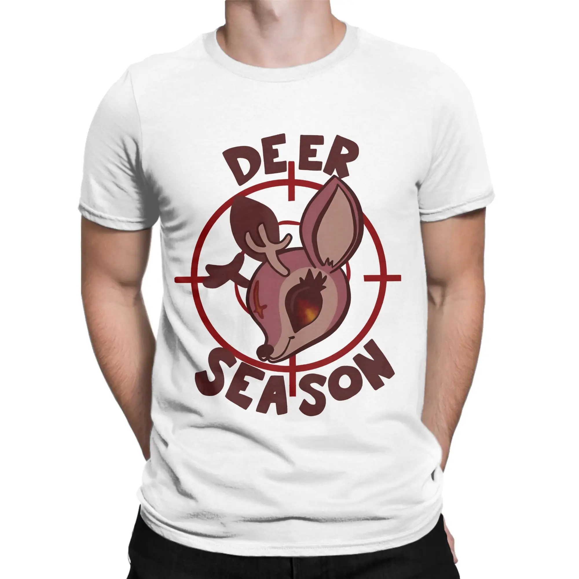 Lucifer Deer Season  T-Shirt Men H-Hazbins Hotels Fashion 100% Cotton Tee Shirt Crewneck Short Sleeve T Shirt Gift Idea Clothes