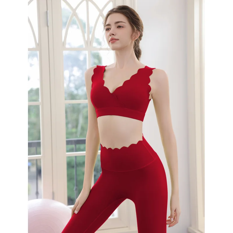 

Sexy Lace Yoga Vest for Women Anti Vibration Running Workout Multidopamine Fitness Bra Yoga Suit