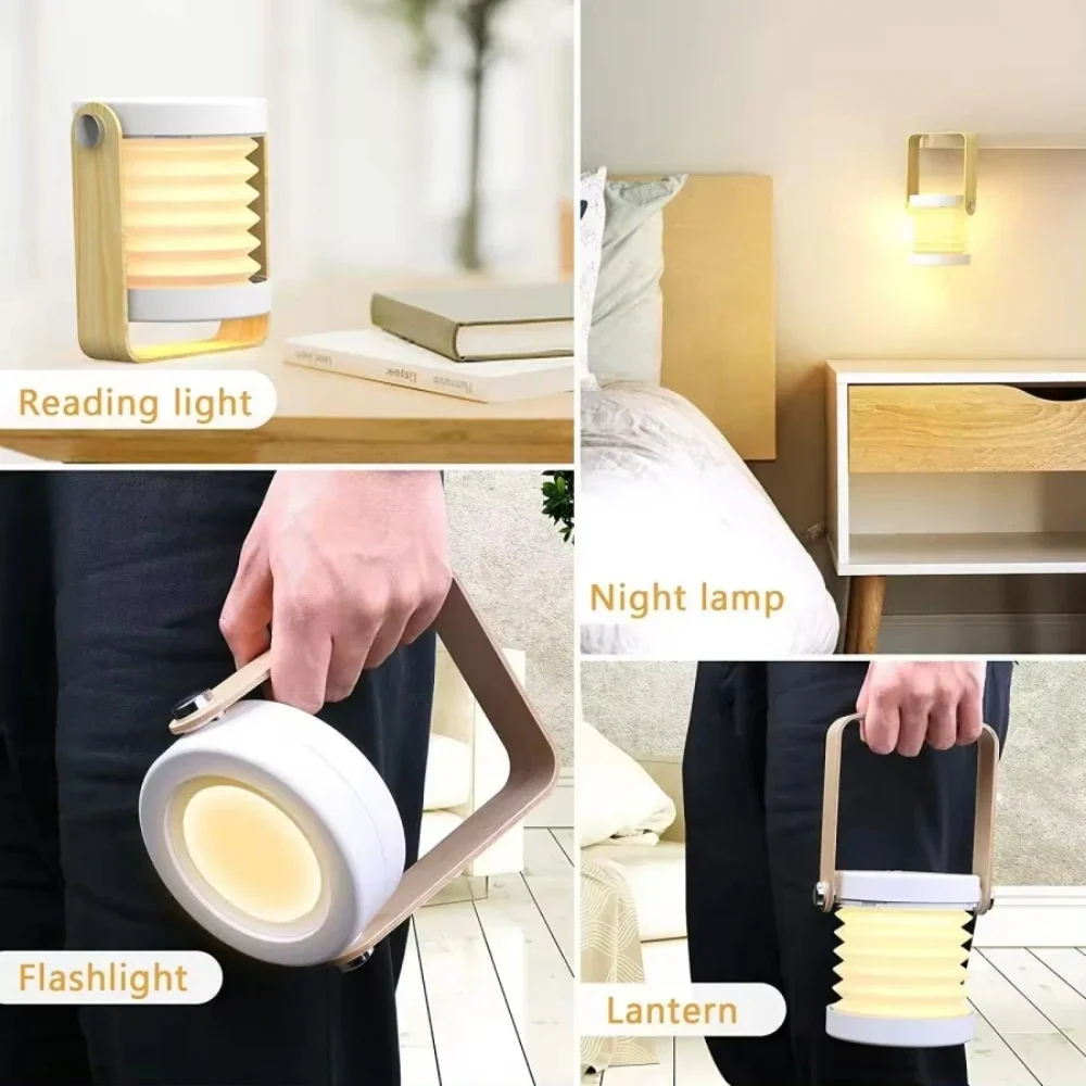 Portable LED Night Light USB Rechargeable Table Lamp Outdoor Handheld Light Endless Dimming Three Level White Light Lantern