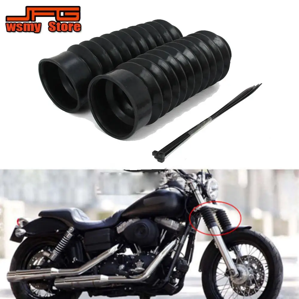 

2PCS 49mm Rubber Front Fork Cover Gaiters Gators Boots Protector Shock Absorber For Harley Dyna Wide Glide EFI FXDWGI FXDWG