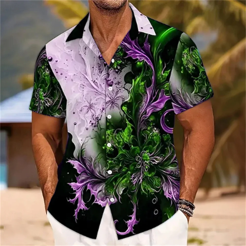 New Men's Short Sleeve Shirt Fashion Shirt Hawaiian Casual Lapel Shirt Comfortable Vacation Travel Large Size Men's Tops