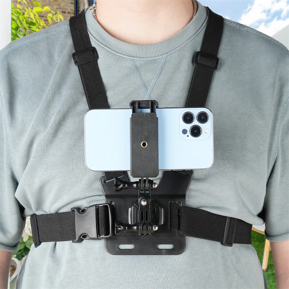 New Phone Mount for iPhone 13 14 15 Samsung Chest Strap Belt Body Harness Phone Clip Mount for Insta360 for Gopro 12 11 10 9 8 7