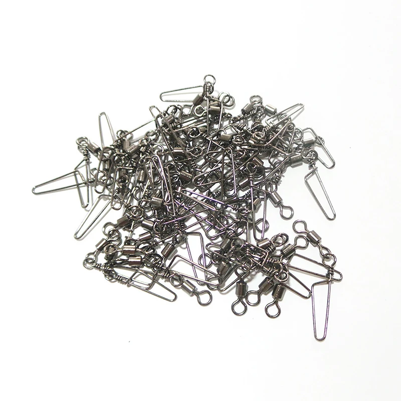 Wholesale 1000pcs Stainless Steel Connector Rolling Swivel With Hooked Snap Lure Fishing Hook Tackles Accessories Pesca  Peche
