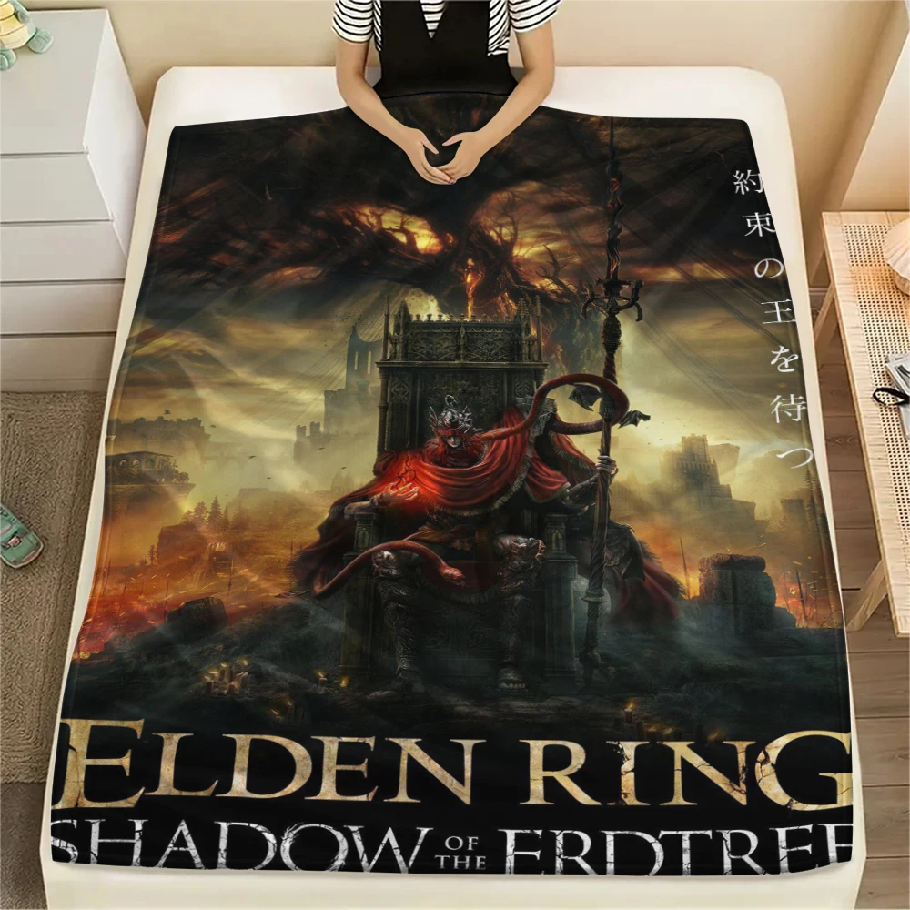 Elden Ring Flannel Blanket Printed Warm for Home Sofa Bedding Travel Room -xia69
