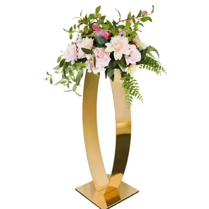 for Golden High Wedding Table Ornament Metal Vase