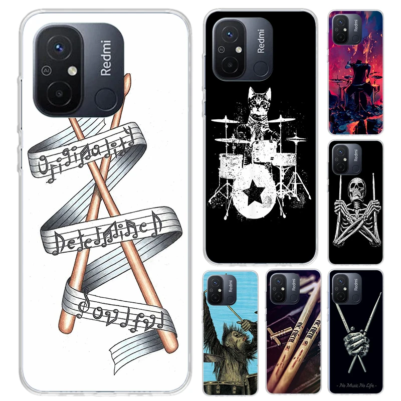 Musical Instrument Drum Rock Phone Case for Xiaomi Redmi 12C 12 10C 10A 10X 10 9C 9A 9 9T 8A 8 7A 7 6A 6 Pro S2 K20 K40 Soft Pri