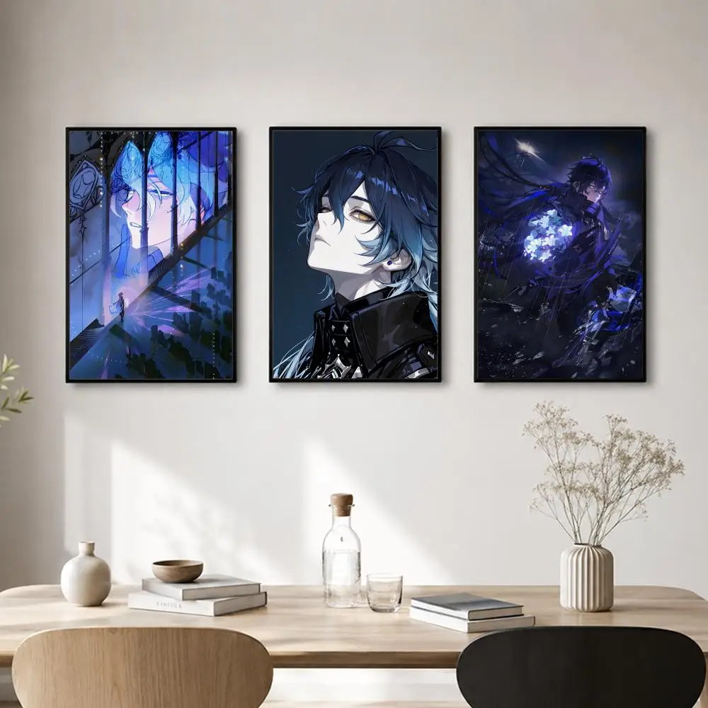 Flins G-Genshin Impact Poster Self-adhesive Art Waterproof Paper Sticker Coffee House Bar Room Wall Decor