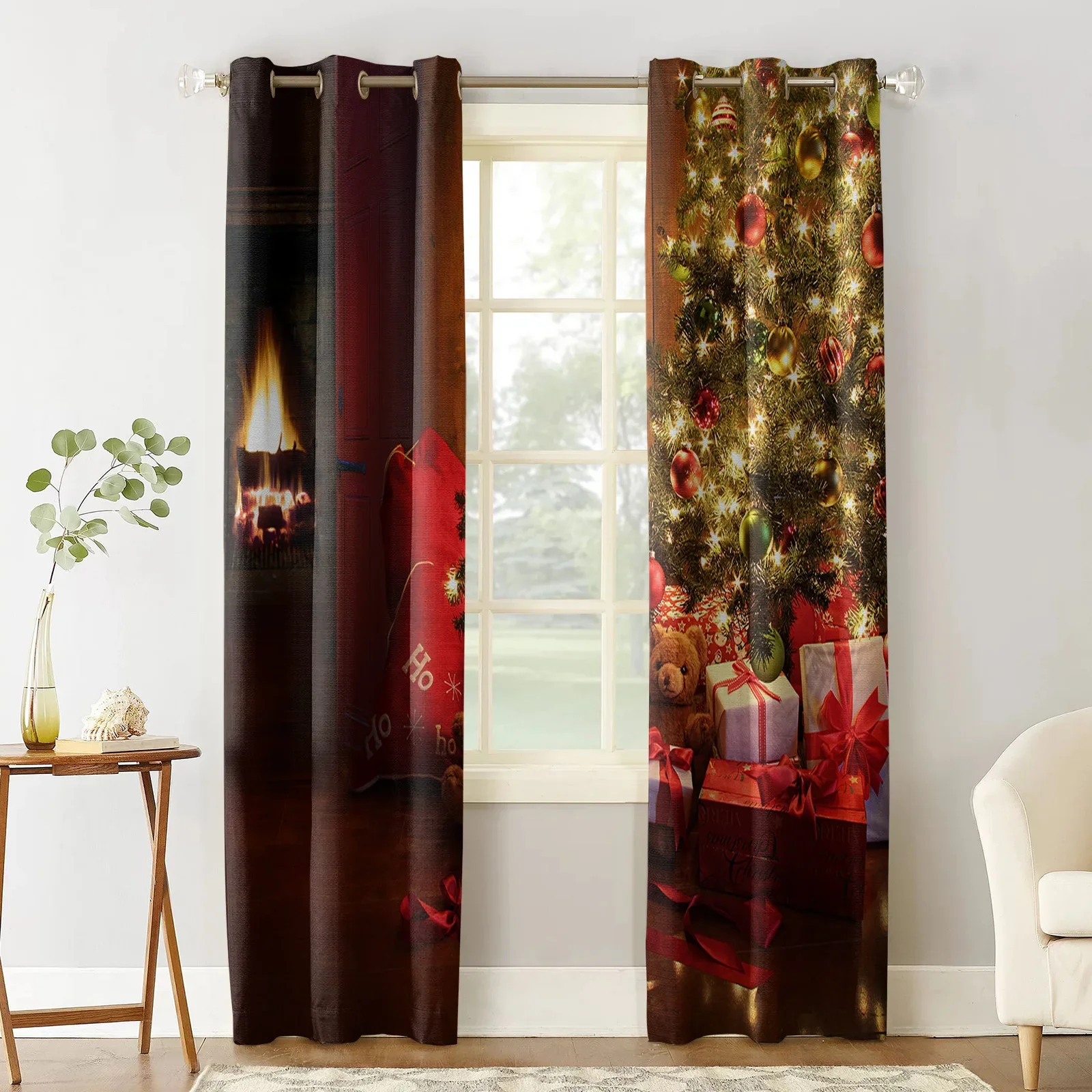 Santa Claus Christmas Decoration Christmas Blackout Curtains 3D Print Window Curtain Bedroom Living Room Decor Window Treatments