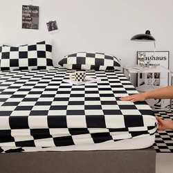 Fitted Sheet Queen Size Bedspread With Elastic Band Bed Sheet Black and White Color Mattress Cover High Quality Fit Sheet