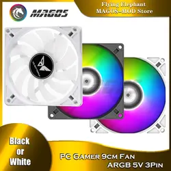 Ventilateur ARGB ultra-mince pour PC, support 5V, 3 broches ARGB + 4 broches, contrôle PWM, noir et blanc, 9cm, 9015/9025mm, 15mm, 25mm