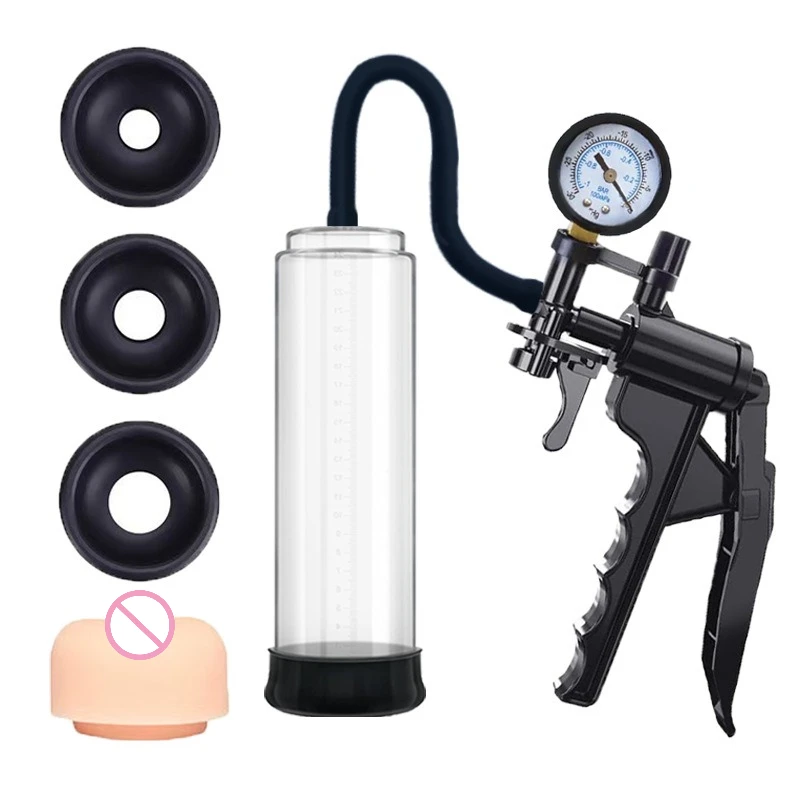 Manual Handle Accessory Vacuum Pump Penis Pump Anal Pump for Adult Negative Pressure Exercise Suction Pressure Gauge18+