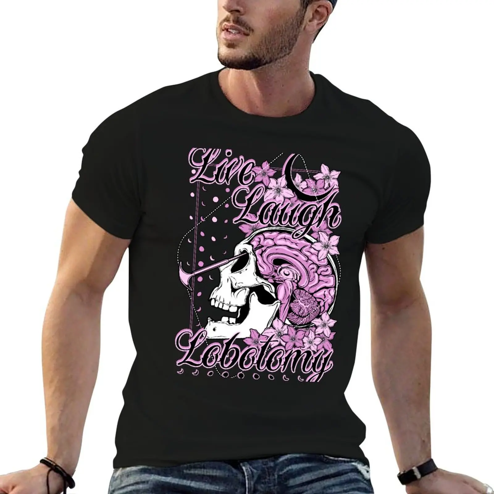 Live Laugh Lobotomy T-Shirt clothes cotton man t-shirts Men's t-shirt