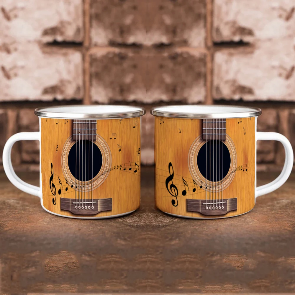 Guitar Enamel Camping Mug 12oz violin Music Office Coffee Cup Singer Friends Birthday Gift