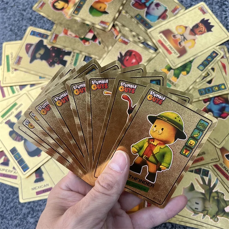

55 шт./компл. карты Stumble Guys, аниме, настольная игра, золотистая, серебряная фольга, блестящая коллекция, флэш-фигурка, коллекционная карточка, подарок на день рождения, Рождество, подарок ребенку
