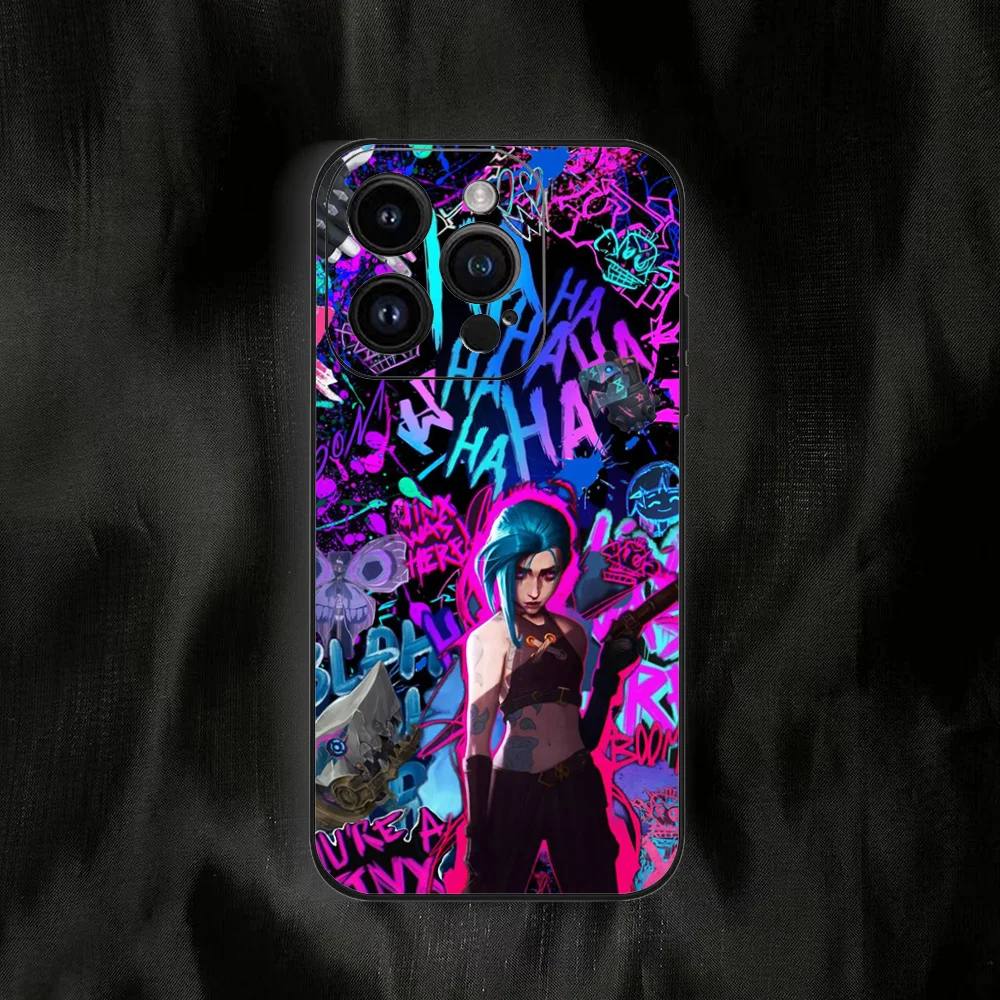 حار أنيمي لعبة غامضة Jinxs قضية الهاتف آيفون 16 15 11 13 14 برو ماكس 7 8 زائد X Xr Xs ماكس 12 البسيطة غطاء قذيفة سوداء #5