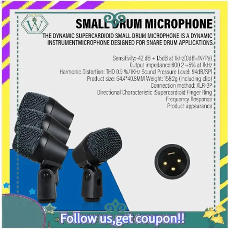 

NEW Drum Series Cardioid Instrument Wired Drum Microphone With Clip Arm Mount For Professional Recording Mic