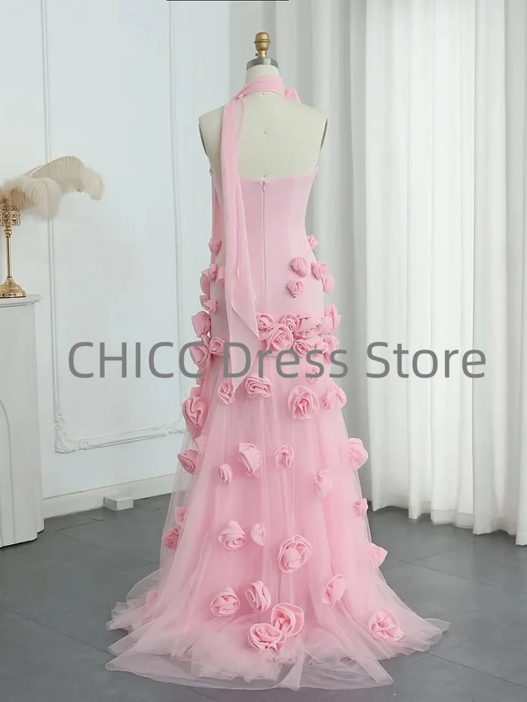 꽃과 절묘한 이브닝 드레스 Strapless 민소매 인어 파티 댄스 파티 드레스 핑크 특별 행사 드레스 맞춤형