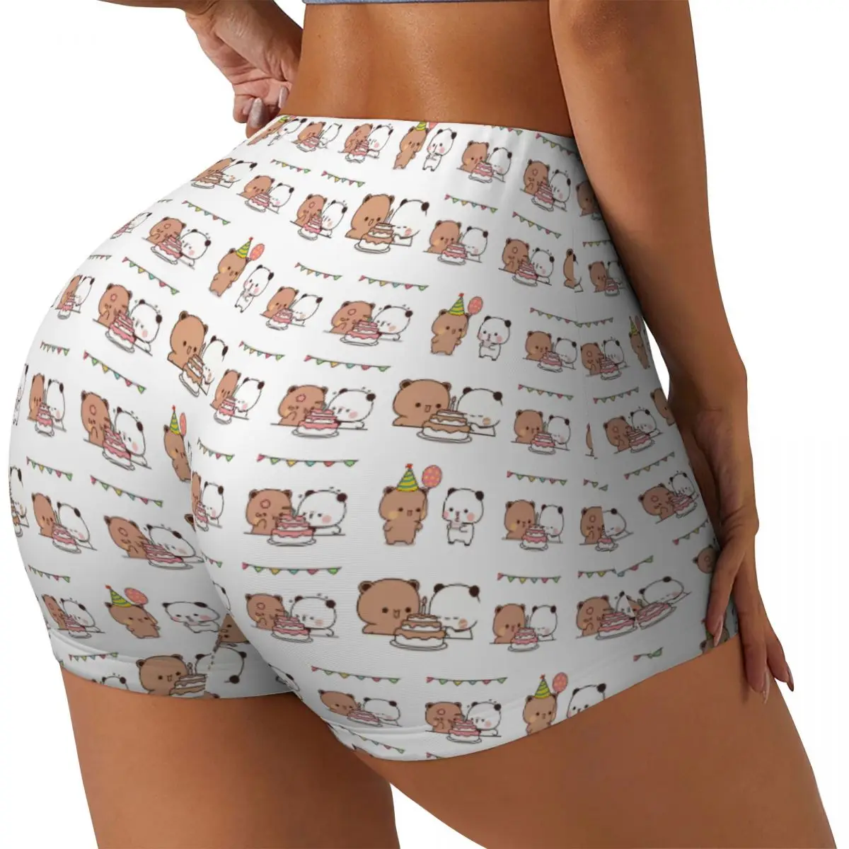 Custom Bubu Dudu Bear And Panda Workout Biker Running Shorts Women Gym Yoga Shorts