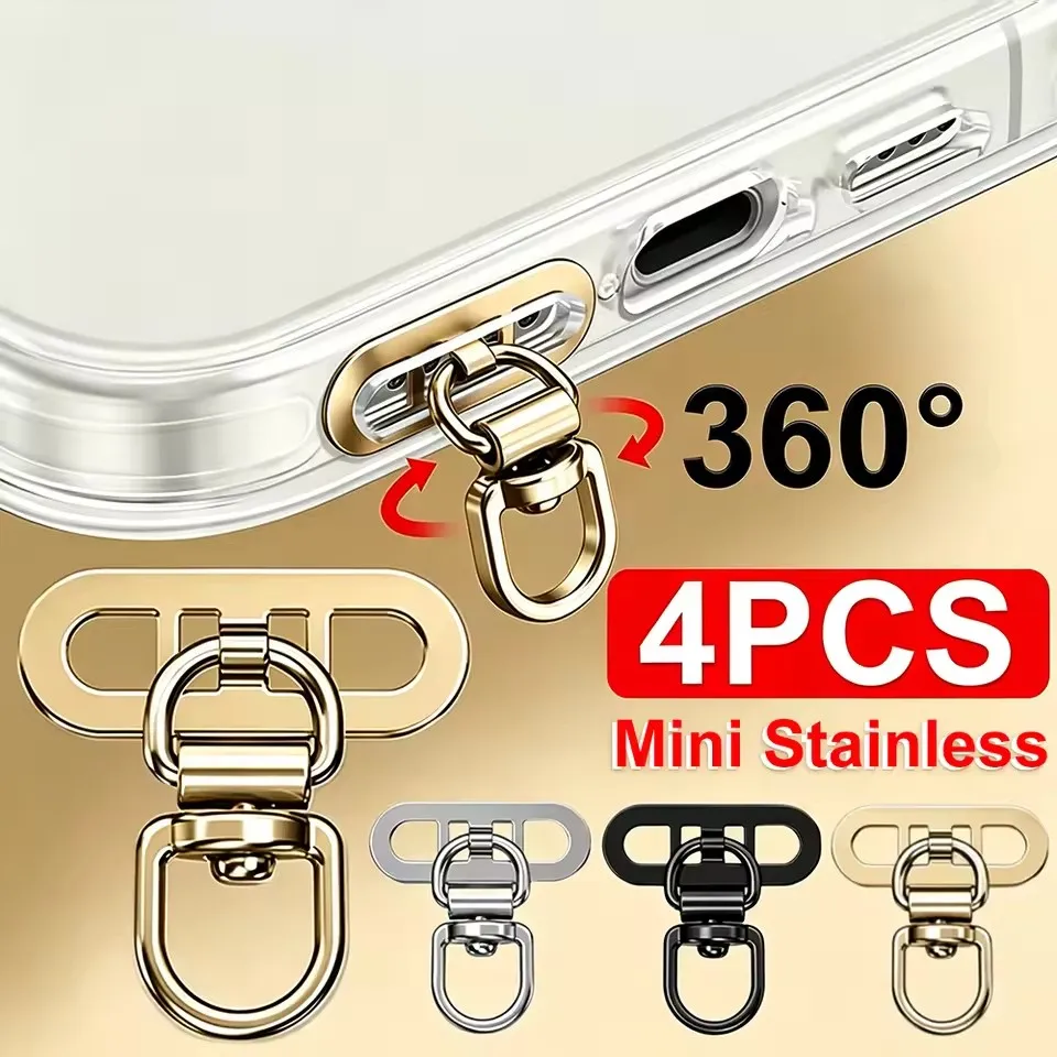Mini Phone Tether Tab 360° Rotatable Ultra-thin Universal Stainless Steel Phone Lanyard Clip Patch Anti-Lost Strap Fixed Gasket