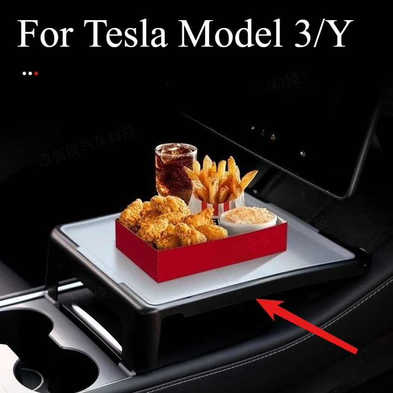 

Portable Central Control Dining Tray For Tesla Model 3/Y Car Mounted Center Console Drink Fast Food Table Holder Car Accessories