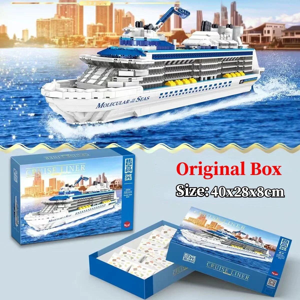

2428pcs Luxurious Cruise Ship Building Block Ocean Liner Model Building Block Birthday Gifts with Display Stand