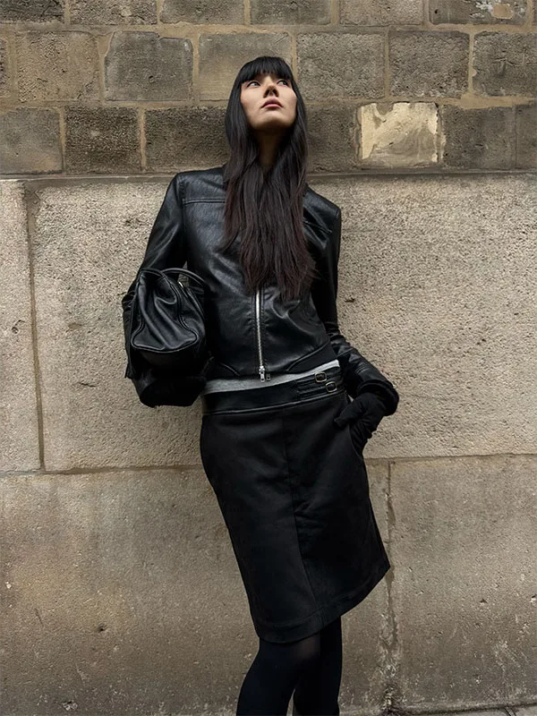 

Женская замшевая юбка Ele Bla с высокой талией, А-силуэт, повседневная, универсальная, осенне-зимняя, модная