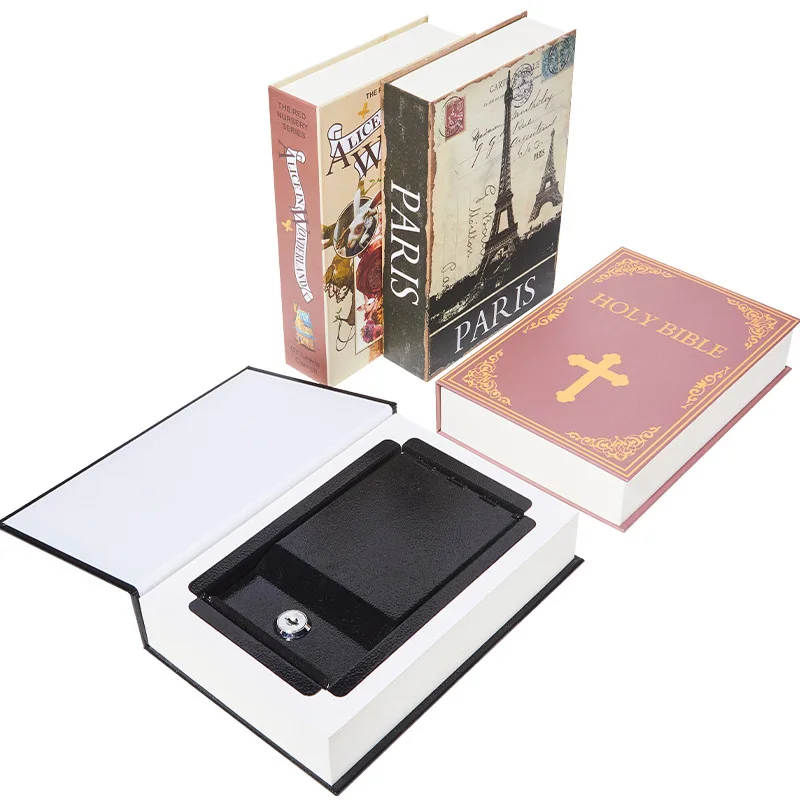 Creative Sight Secret Book Safe Box Money Jewelry Stash Hidden Compartment Metal Case Key Lock Simulation Classic Book Style