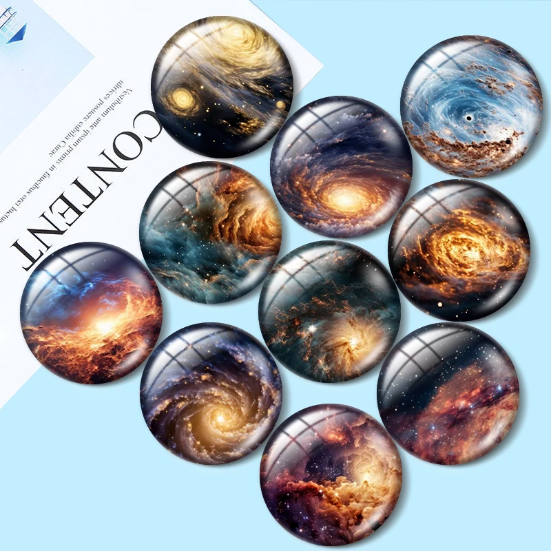 Cosmic Swirl Clouds 12mm/16mm/18mm/25mm 10pcs Round Photo Glass Cabochon Demo Flat Back Making findings