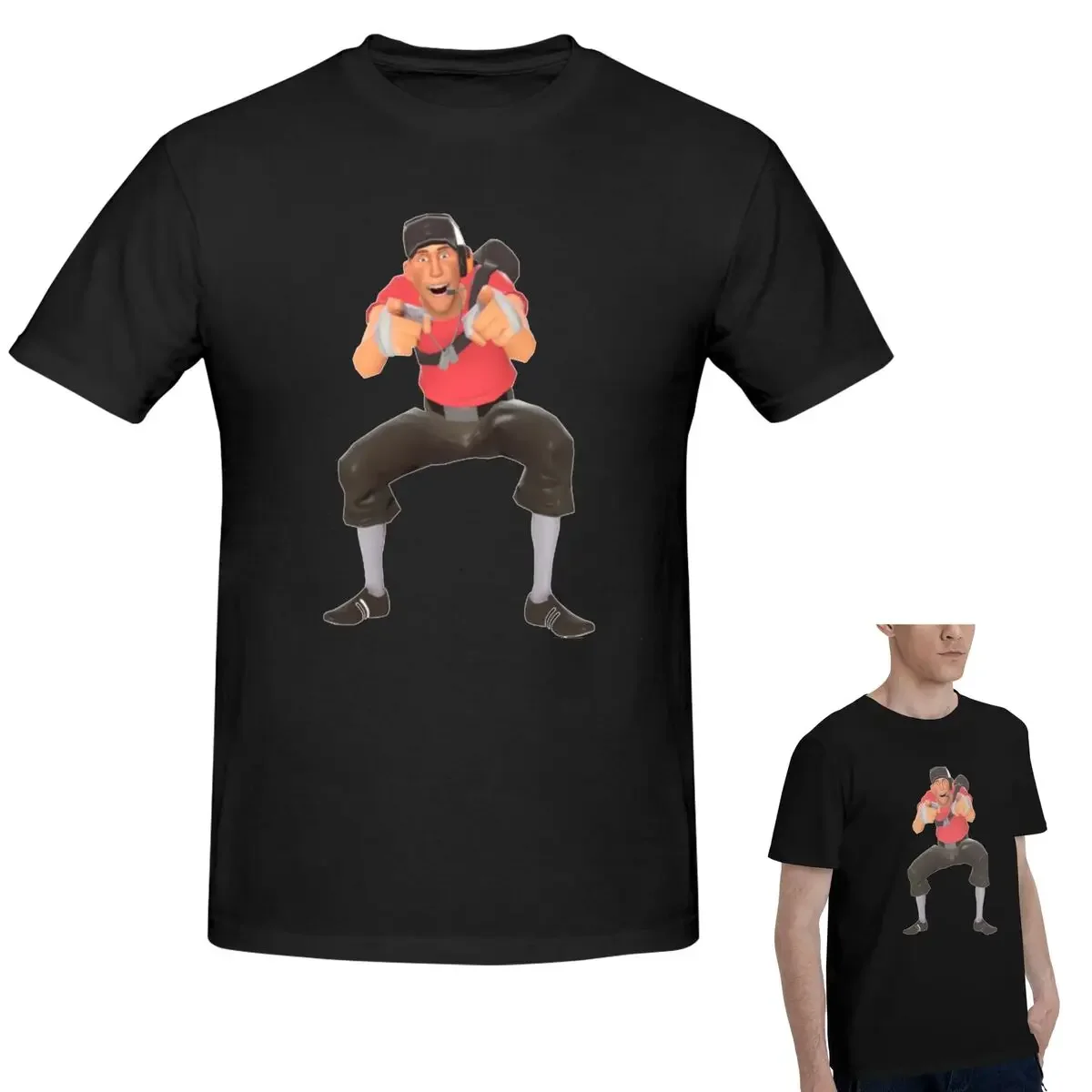100% Cotton Tf2 Scout Laugh Team Fortress 2 T-Shirt Men's Funny Oversized T Shirt Men Round Neck Summer Shirts Tops S-6XL