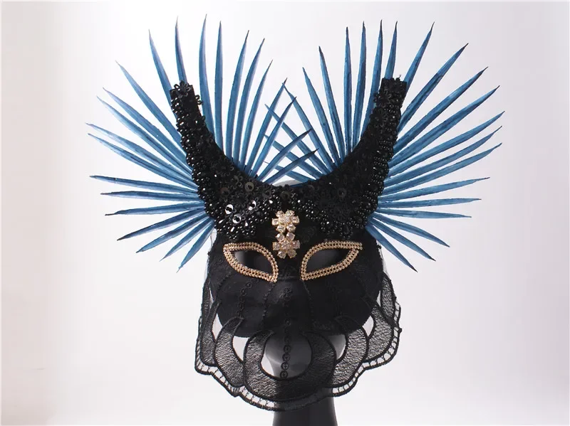Exaggerated Fox Cat High-end Lace Full Face Singing Mask Adult Stage Dance Show Halloween Mask Girl