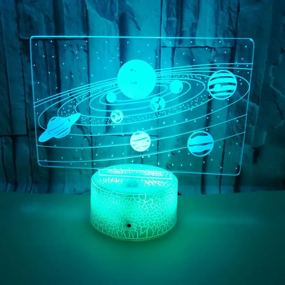 Solar System 3D Optical Illusion Table Lamp, Universo Espaço Galaxy Night Light para crianças, Decoração do quarto, Presente para meninos e meninas