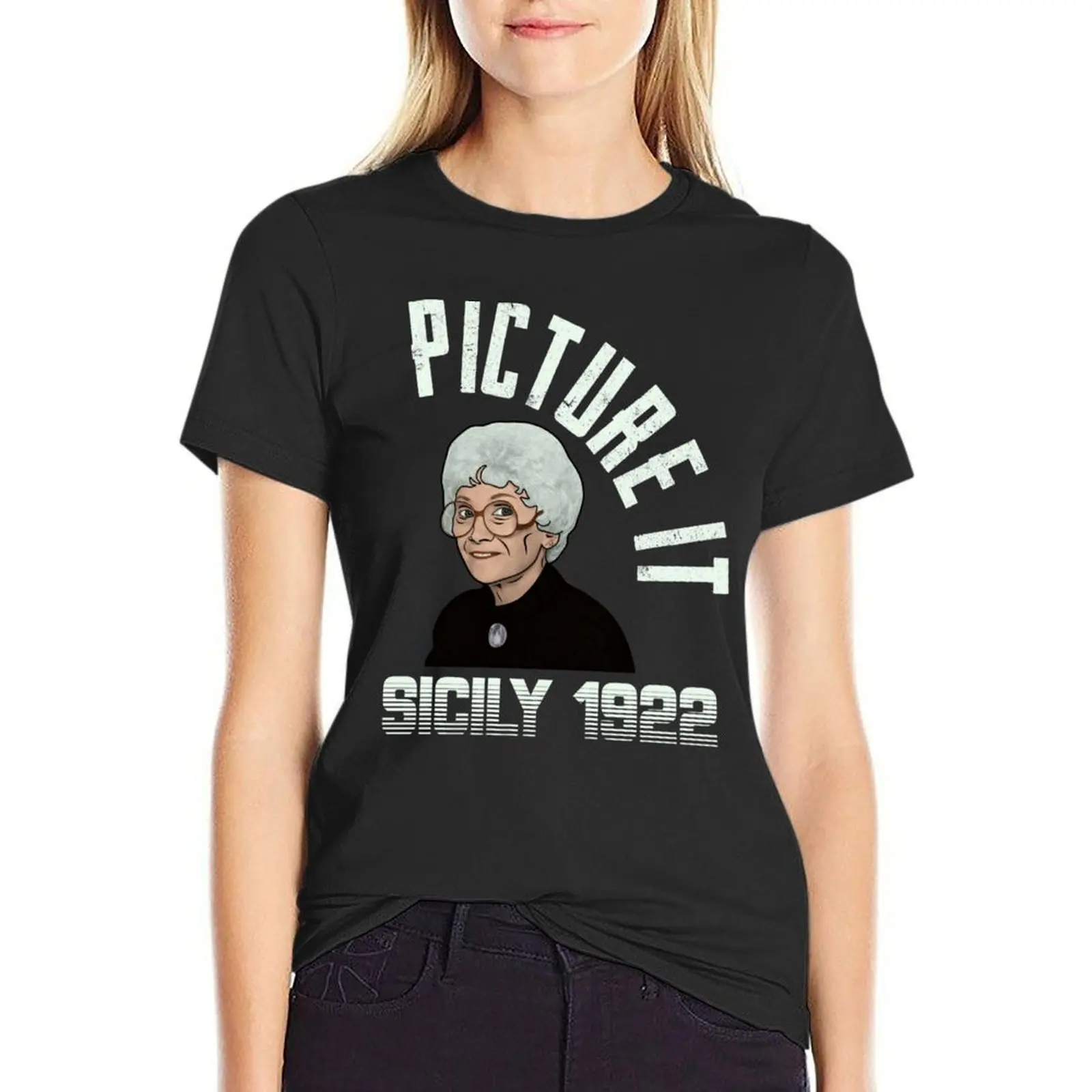 Picture it with Sophia Petrillo Sicily 1922 Funny T-shirt Blouse summer top Womens clothing