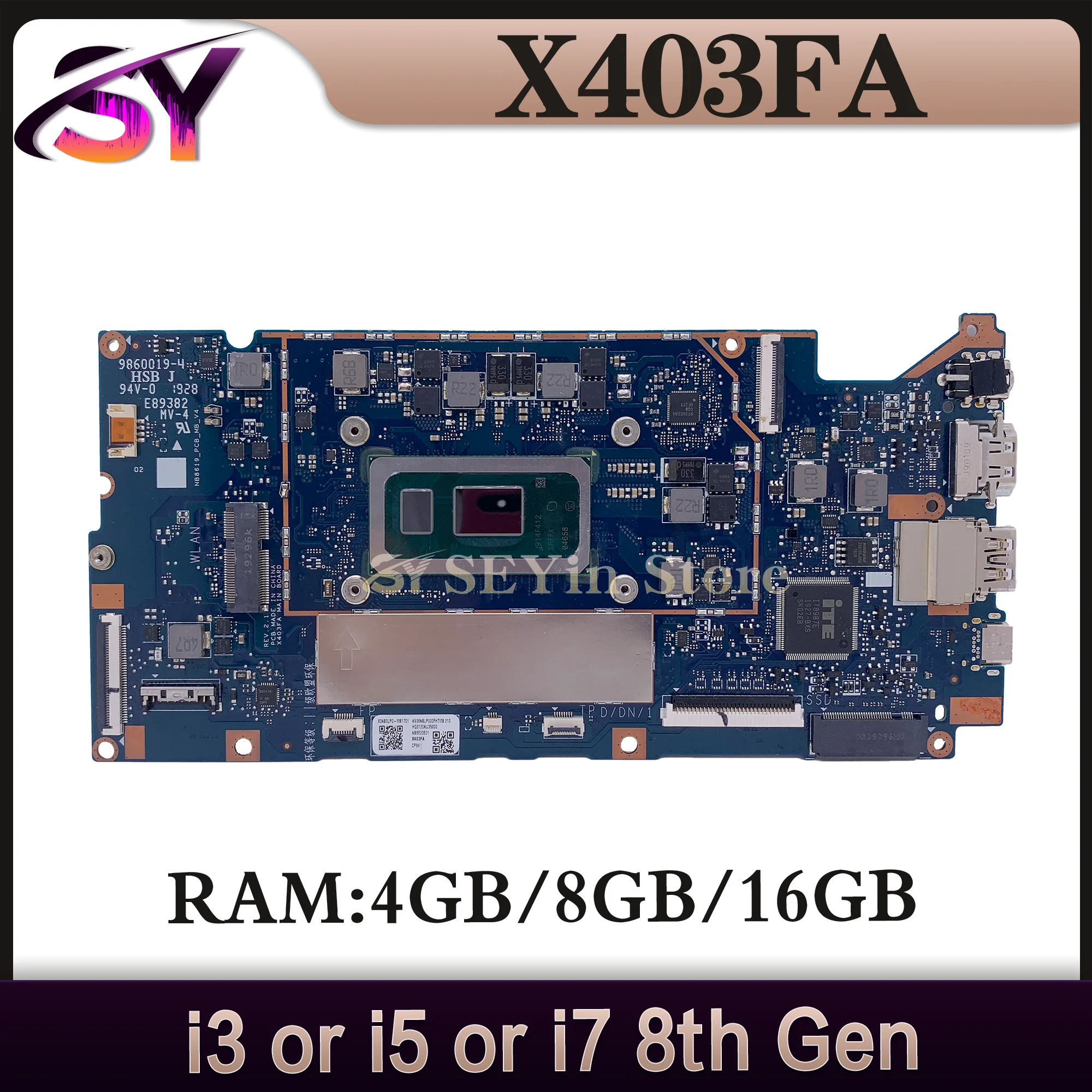 

Notebook X403FA Mainboard For ASUS VivoBook X403F X403 L403FA L403FAC X403FAC Laptop Motherboard I3 I5 I7 4G or 8G or 16G