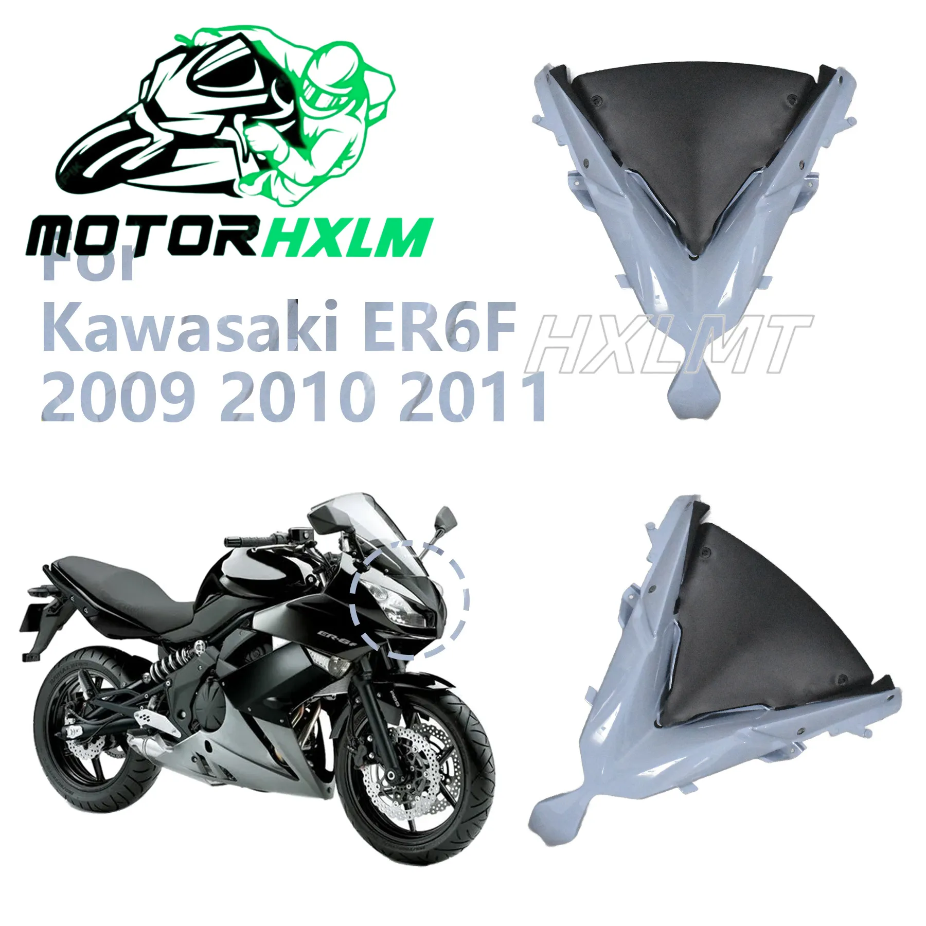 

Plastic Head Cowl Kits for Kawasaki Ninja650 ER6F ER-6F 2009 2010 2011 Nose Headlight Cover Top Front Panel Head Fairing Upper