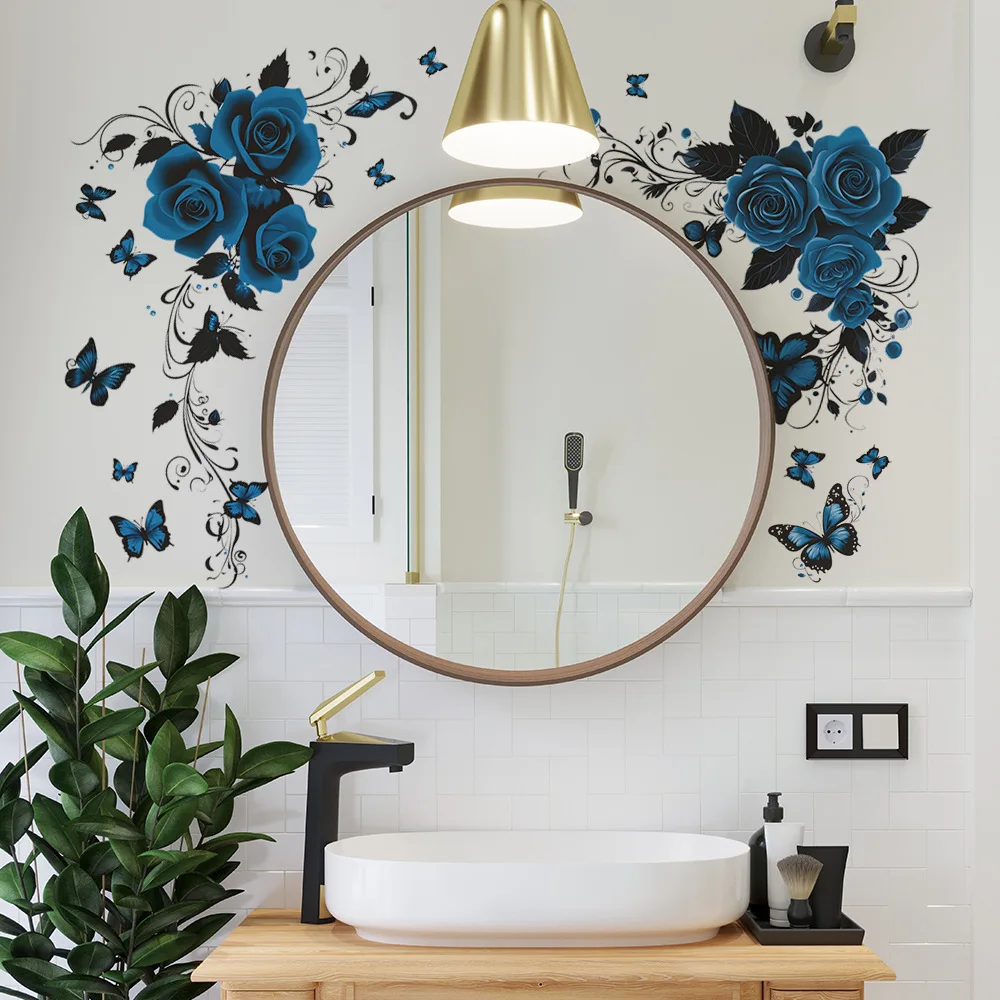 Blue Demoness Butterfly غرفة نوم الأطفال غرفة المعيشة خزانة ديكور المنزل ملصقات الحائط ذاتية اللصق