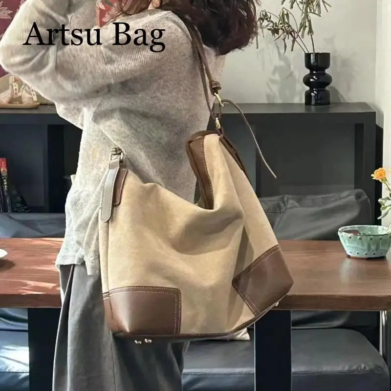 

2024 New Autumn Winter Women's Bag Frosted Velvet Crossbody Bag with Large Capacity Contrast Color Shoulder Underarm Tote Bag