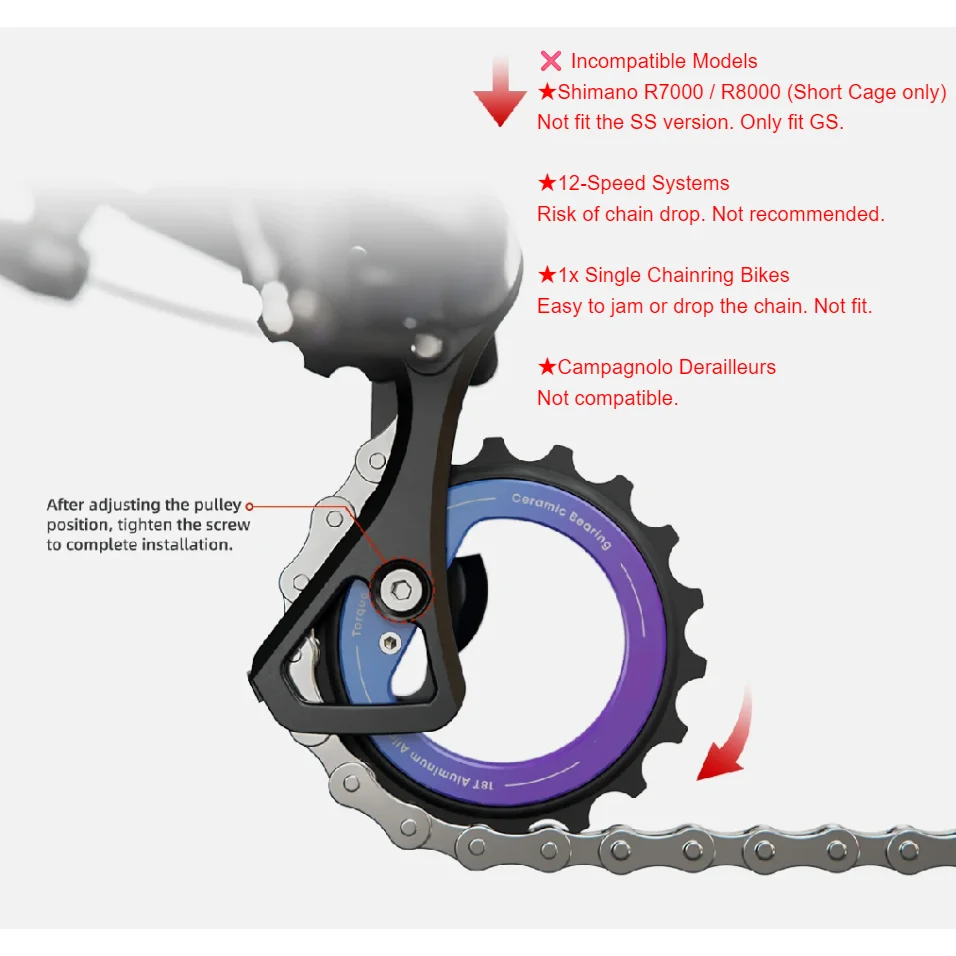 

18T Bicycle Jockey Wheel Rear Derailleur Ceramic Pulley Bike Guide For AXS RED Road Bike L-TWOO ERX ER9 R9 R7 Ultralight