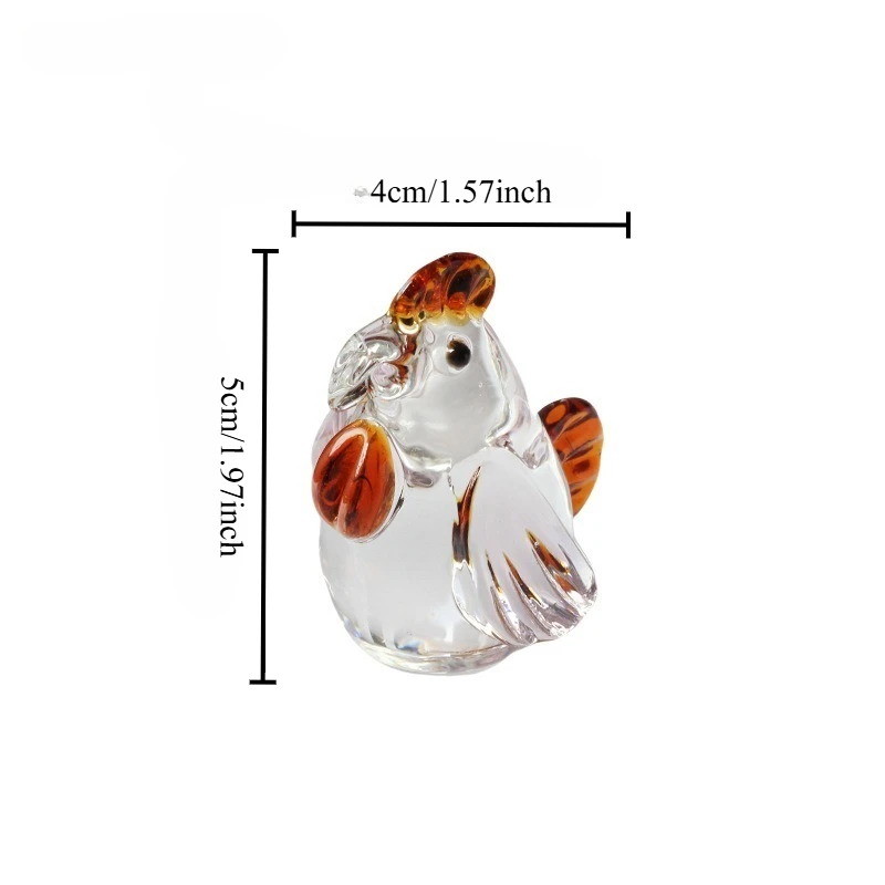 Handcrafted Crystal Glass Animal Chicken Artifact Handcrafted Home Decor Ornament Colored Glaze Animal Figurines Room Decoration