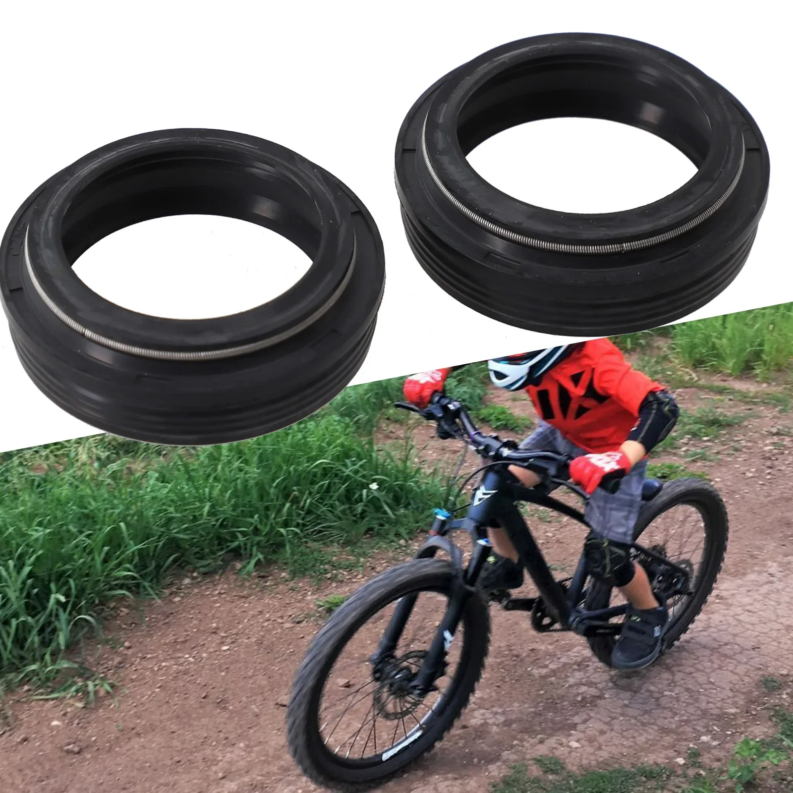 2Pcs Road Mountain Bike Bicycle Fork Dusty Seal 28.6/30/32/34mm Dust Wiper Oil Seal Setting Dustproof Fork Oil Seals MTB Bikes