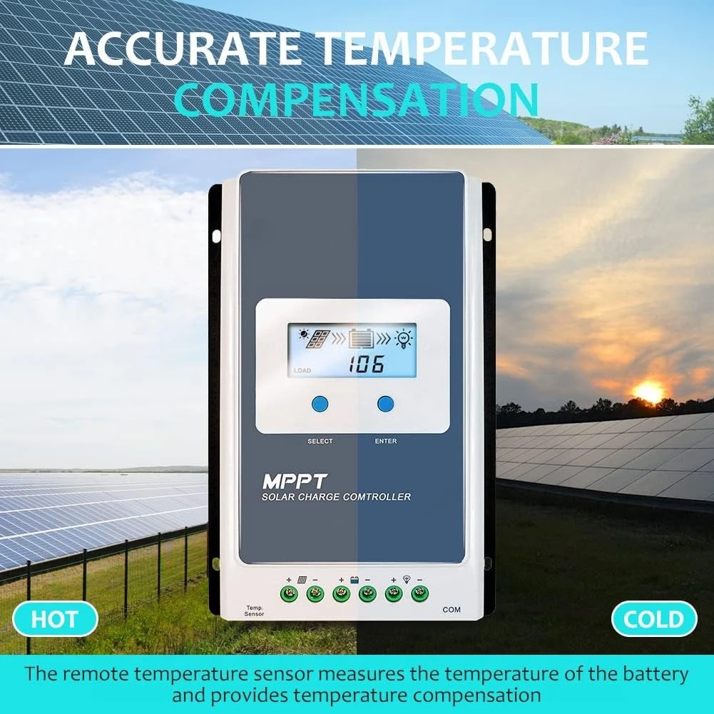 Premium 10A MPPT Solar Charge Controller, 12/24/36/48V Auto Voltage, 150V Max PV, Backlight LCD, Tracer 6415AN