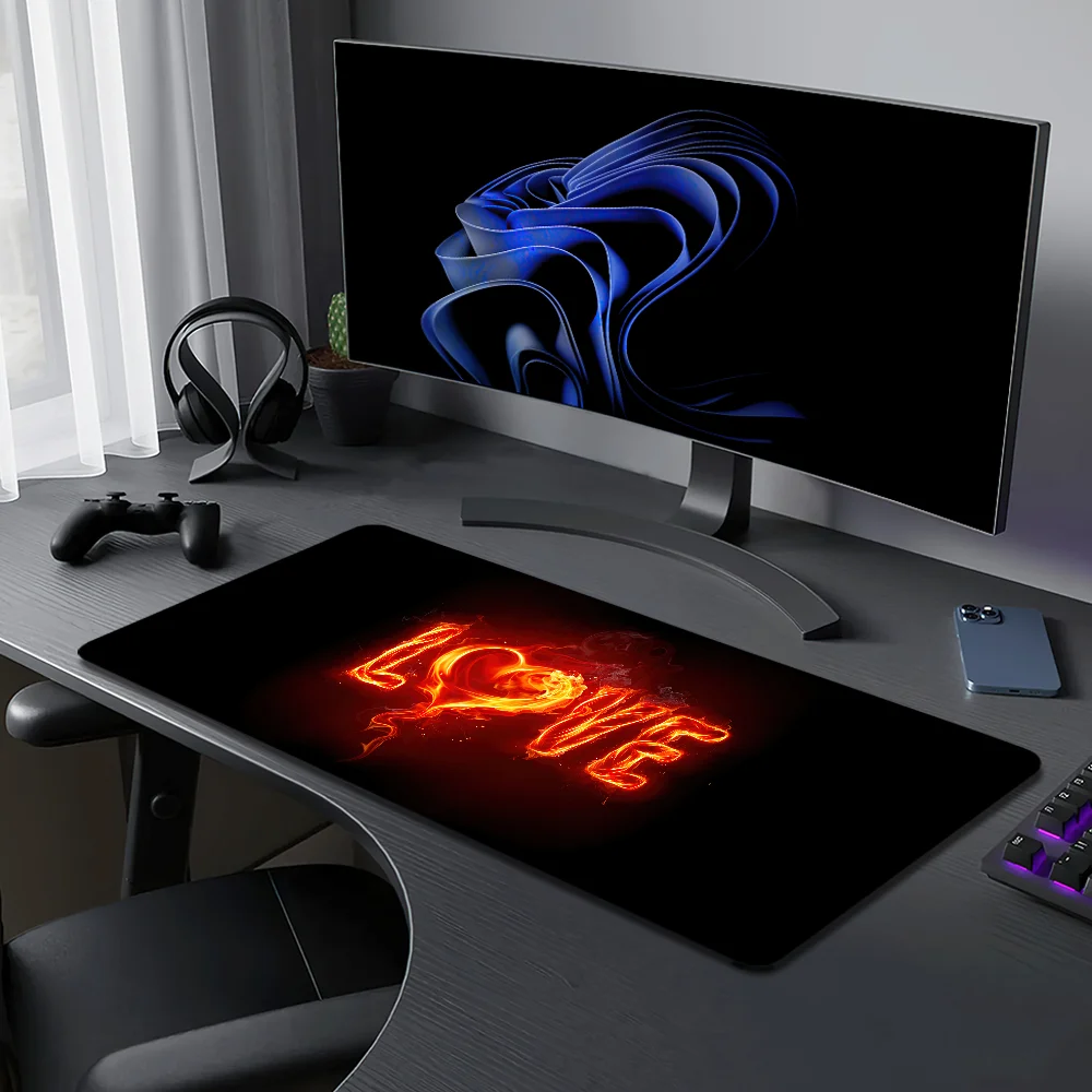 لوحة ماوس فنية من Love Fire، حصيرة مكتبية كبيرة غير قابلة للانزلاق ومضادة للفرش، لوحة مفاتيح مريحة للمكتب والمطاط والكمبيوتر المنزلي مخصصة