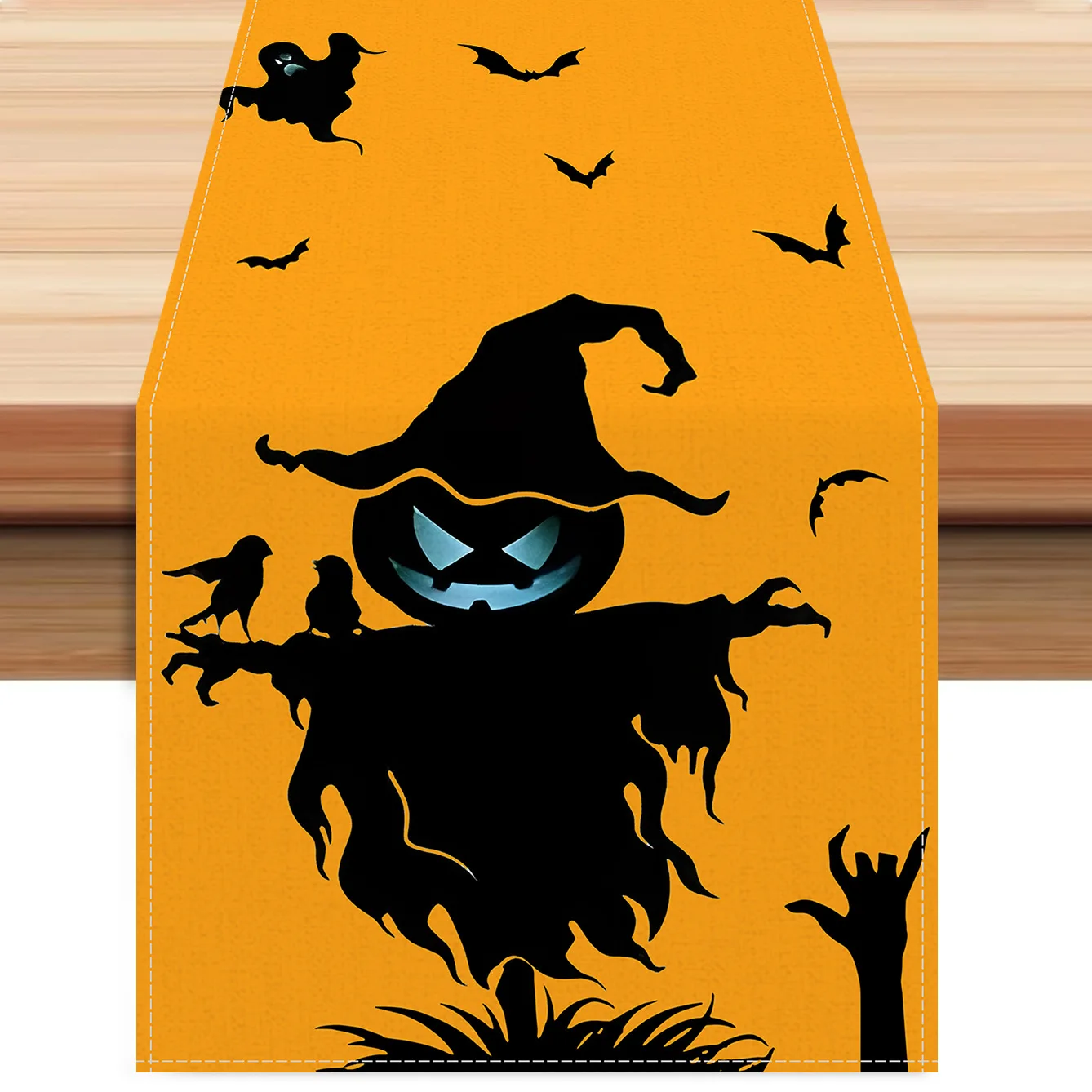 New Halloween Scarecrow Table Runner Linen Print Tablecloth Party Coffee Table Decor Prop