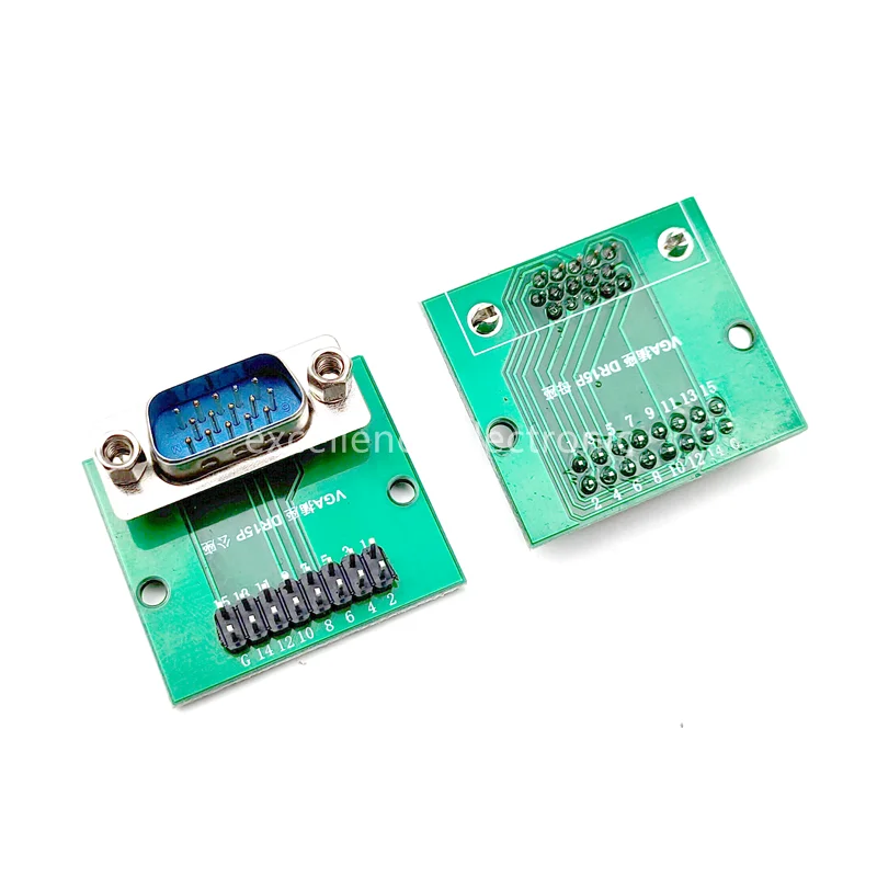 1PCS Vertical DR15 with Fixed Screw to Dip 2.54mm Interface Test Board D-sub VGA Male / Female Socket PCB Conversion Board