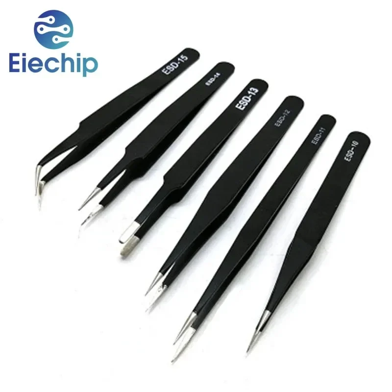 1pcs Anti-static ESD Tweezers Electronics Repair Tools for Repair Electronic Component capacitors resistors IC chip DIY Tools