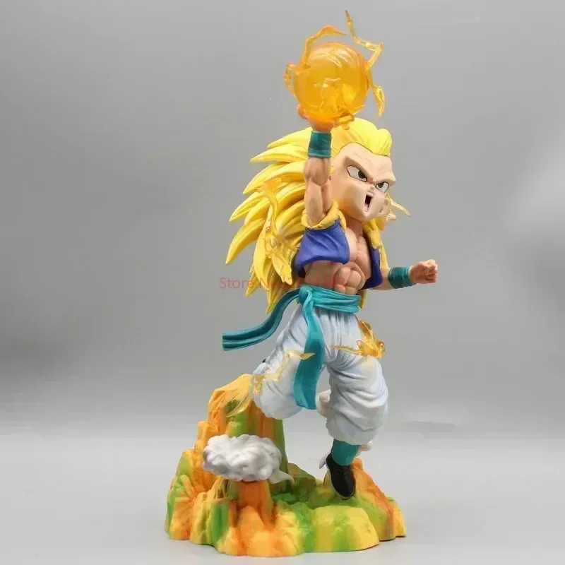 28cm Gotenks Dragon Ball Figurine Super 3 Gotenks Action Figures Can Emit Light PVC Anime Model Collection Ornaments Toys Gift