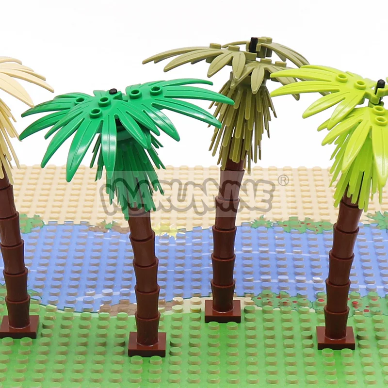 MARUMINE 4PCS Coconut Tree MOC City Plant Building Blocks Bricks Garden Bonsai Forest DIY Classic Model Kit 30338 30239