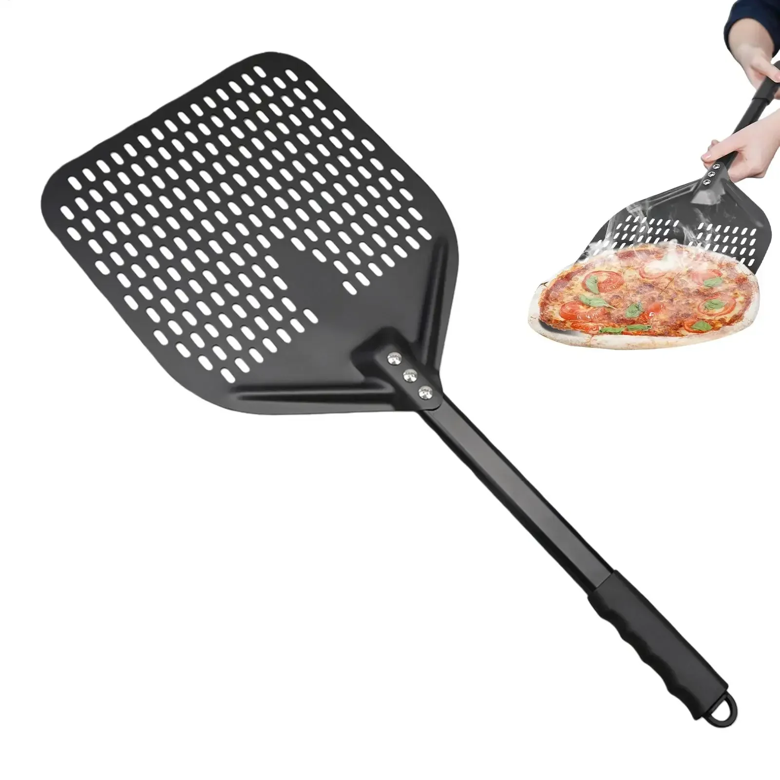 12-inch Pizza Spatula Non-slip Pizza Peel Aluminum Pizza Paddle Baking Dough Turning Spatula Long Handle Cooking Pastries Peel
